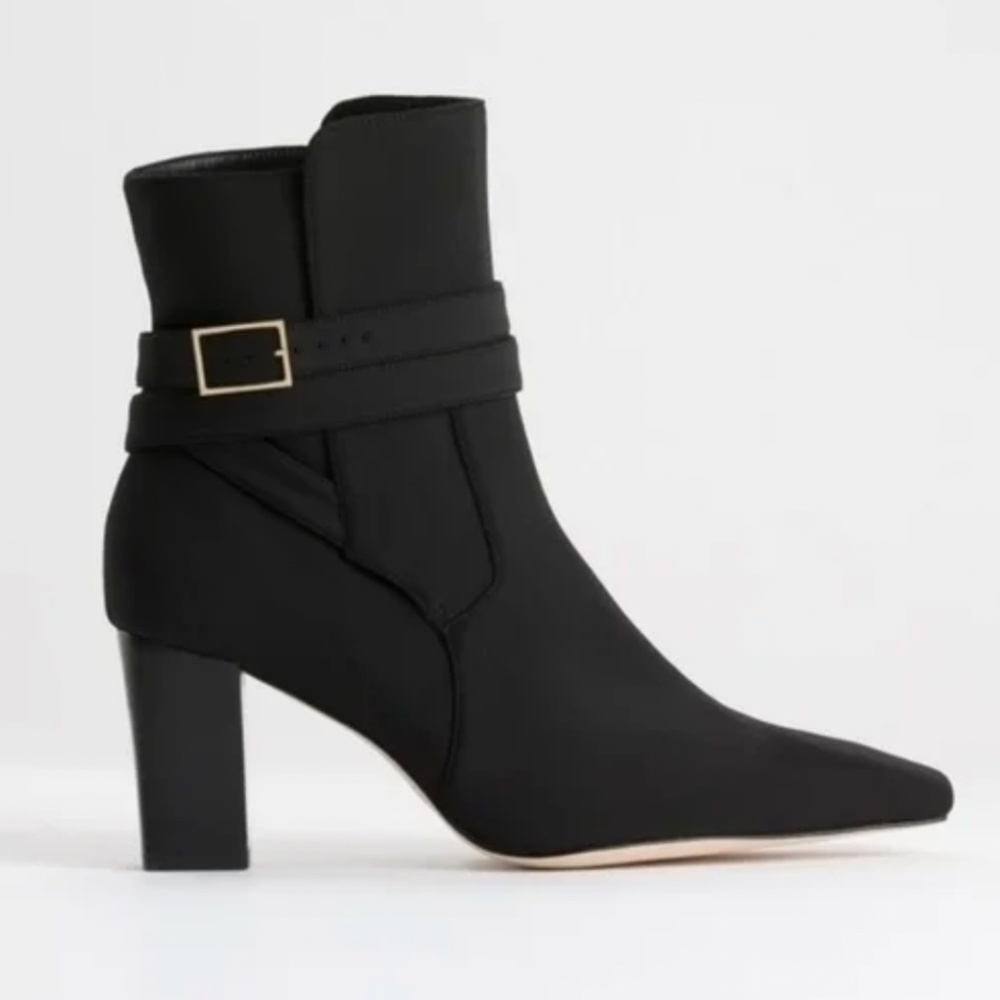 Good American Black Wrap Ankle Booties Black Neoprene Size 7 1/2